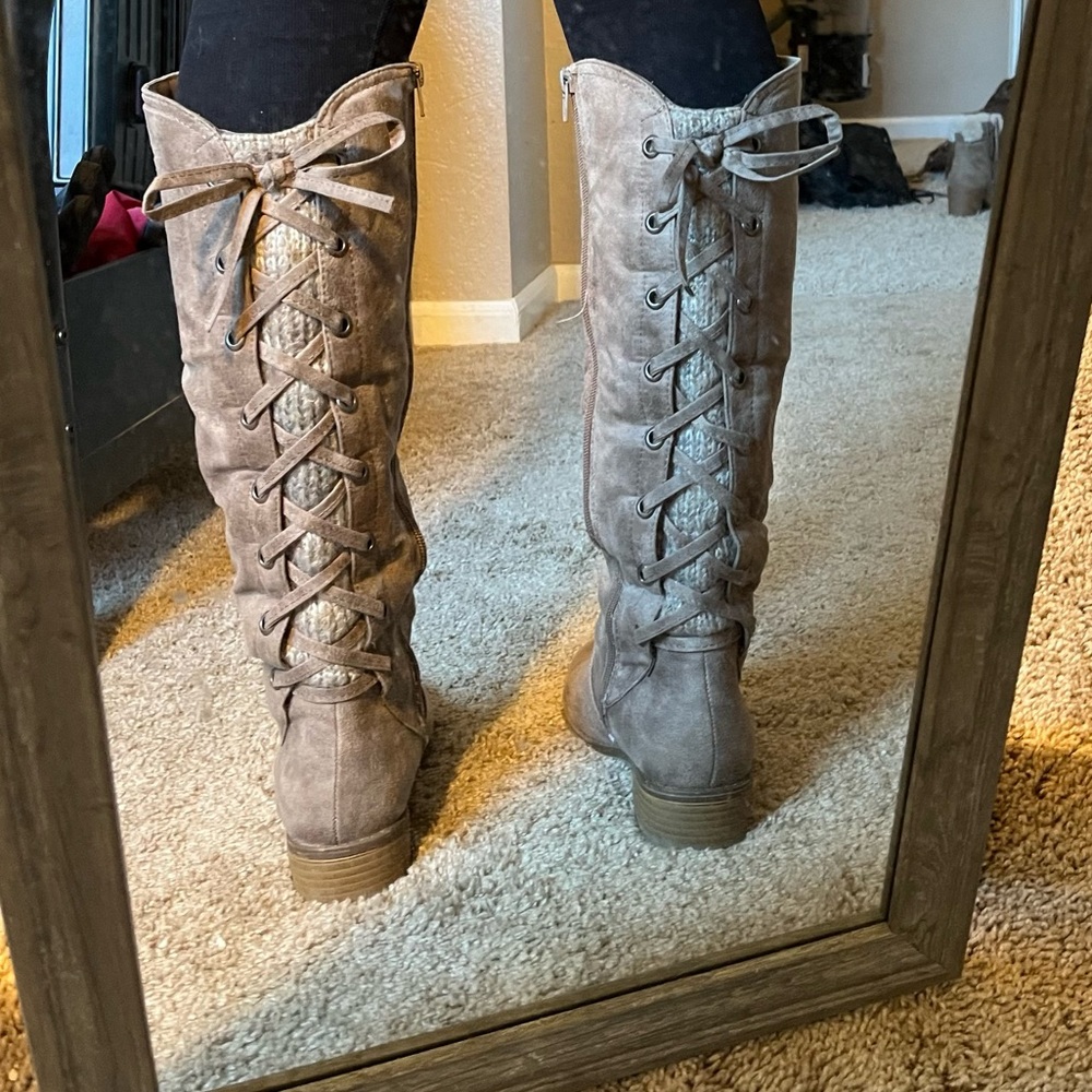 Taupe suede knee high boots size 5.5